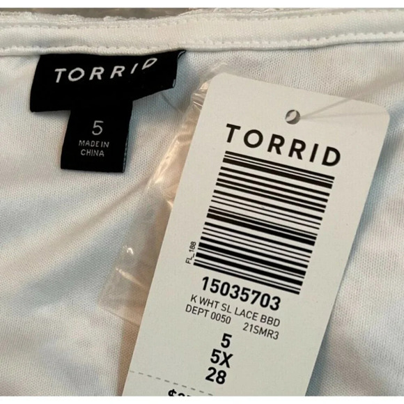 Torrid +5 White Lace Lined V-Neckline Button Front Detail Sleeveless Blouse - Picture 5 of 5
